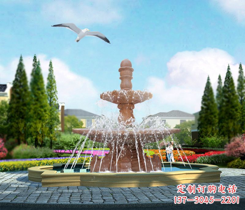 益阳石雕流水招财喷泉雕塑,让你迎接财运来临