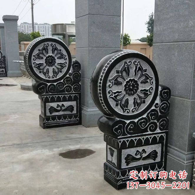 益阳石雕门墩狮子