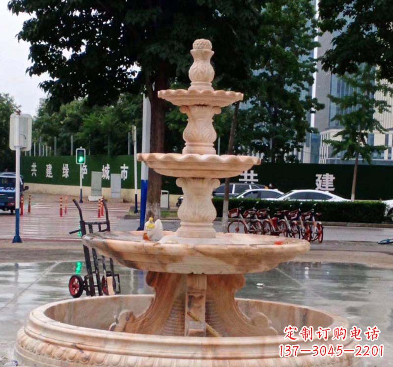 益阳石雕喷泉钵,非凡水景体验
