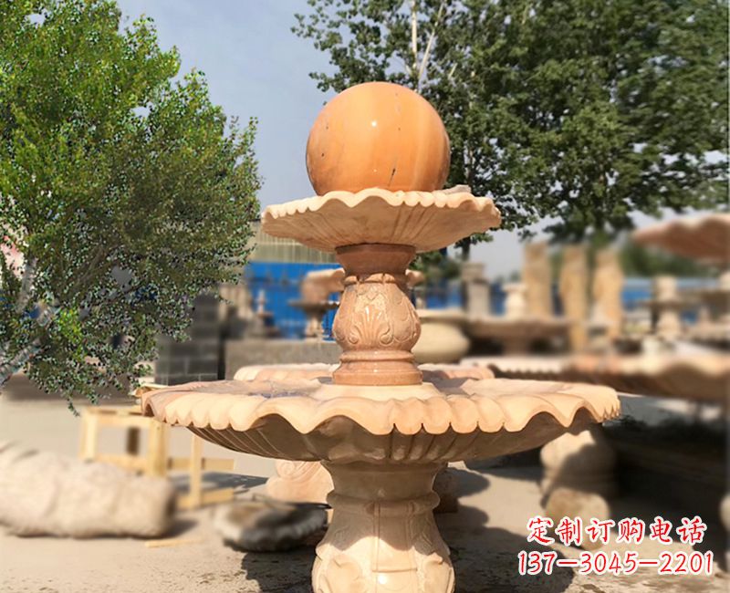 益阳石雕喷泉黄锈石
