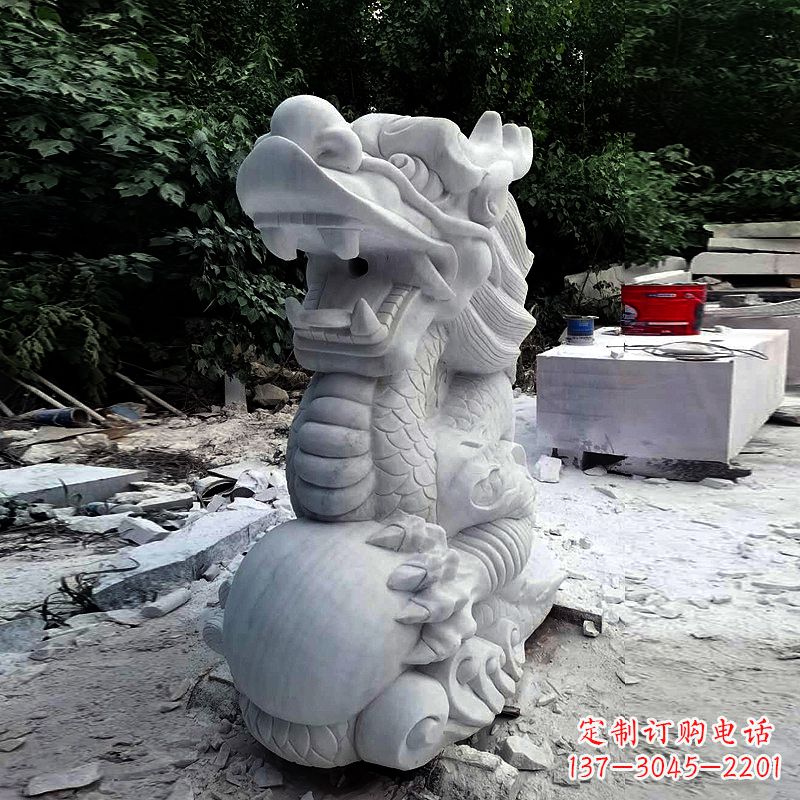 益阳精美石雕龙首喷水雕塑