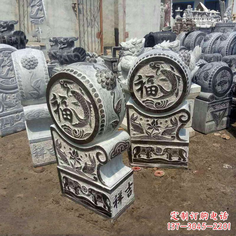 益阳石雕貔貅抱鼓门墩雕塑