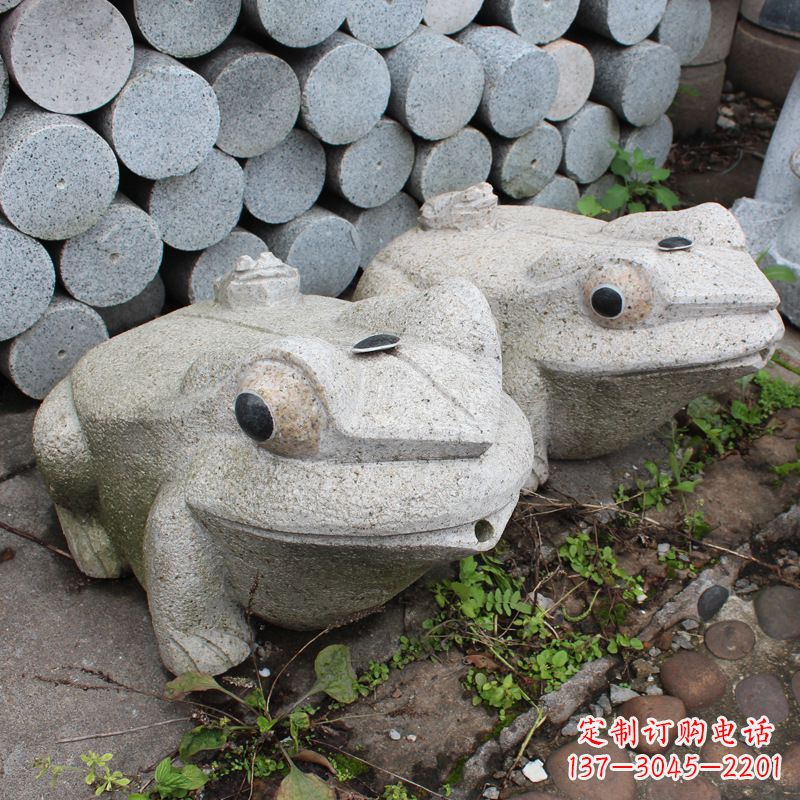 益阳石雕青蛙喷水雕塑