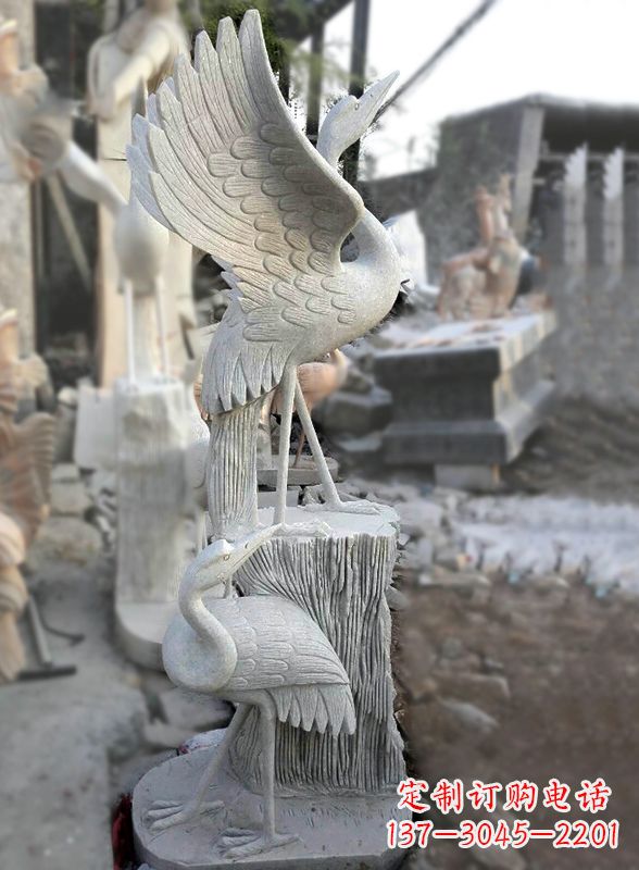 益阳石雕仙鹤景观摆件
