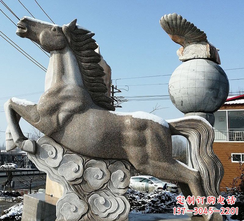 益阳石雕祥云奔马