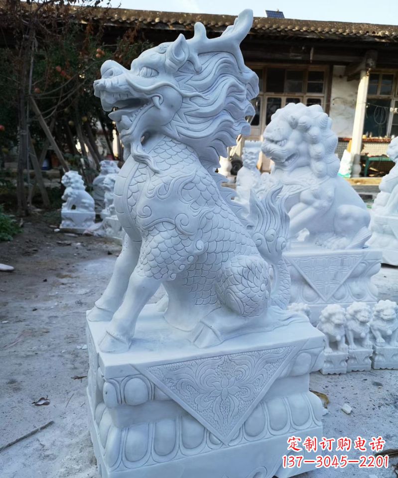 益阳石雕镇宅麒麟动物雕塑