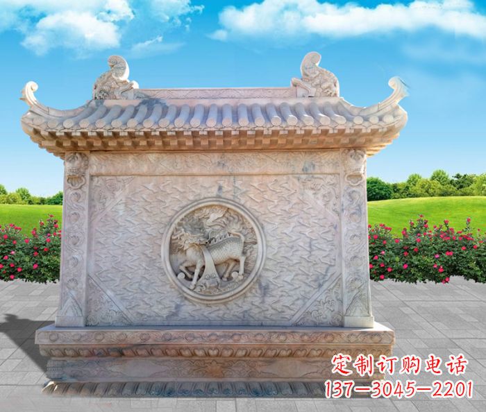 益阳石浮雕麒麟庭院影壁