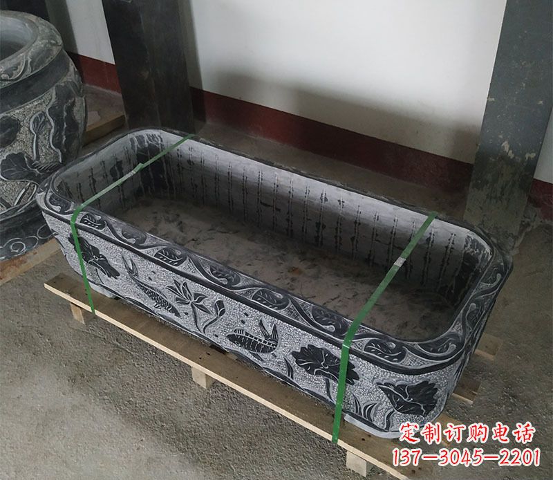 益阳石浮雕鱼缸仿古鱼缸石雕