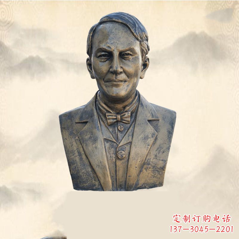 益阳世界名人爱迪生纯铜头像雕塑-学校校园名人系列雕塑