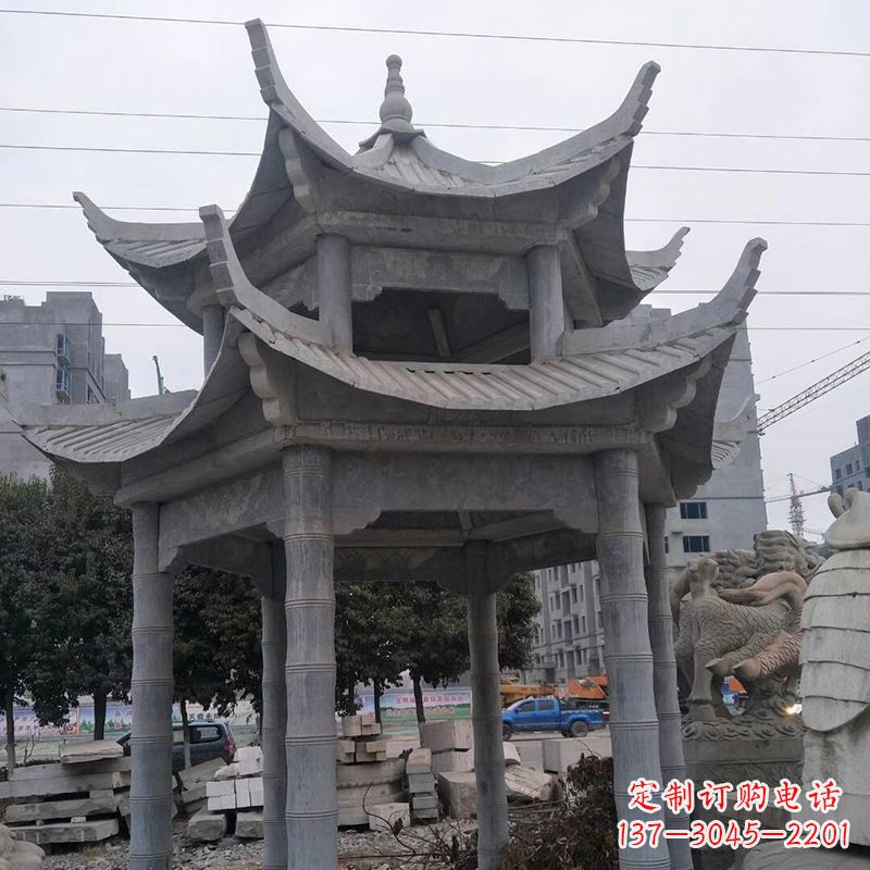 益阳双层八角石雕凉亭