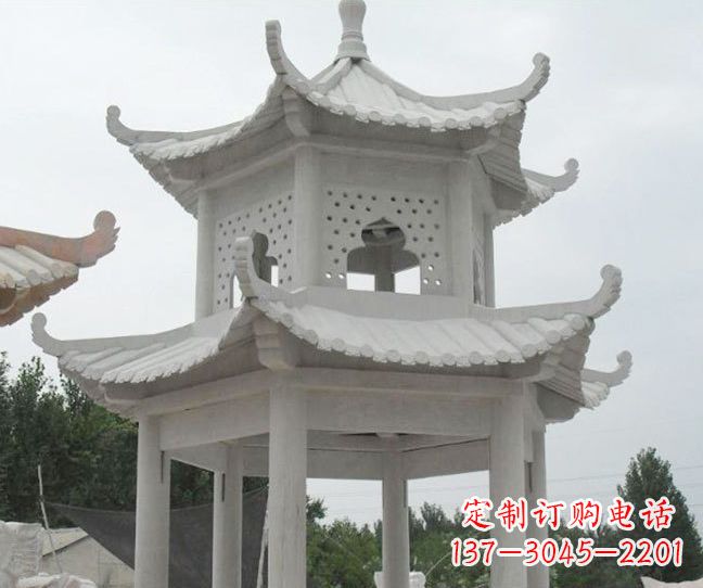 益阳双层大理石凉亭石雕