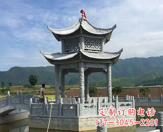 益阳双层仿古凉亭石雕_1