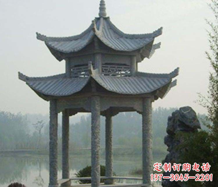 益阳双层仿古凉亭石雕_2