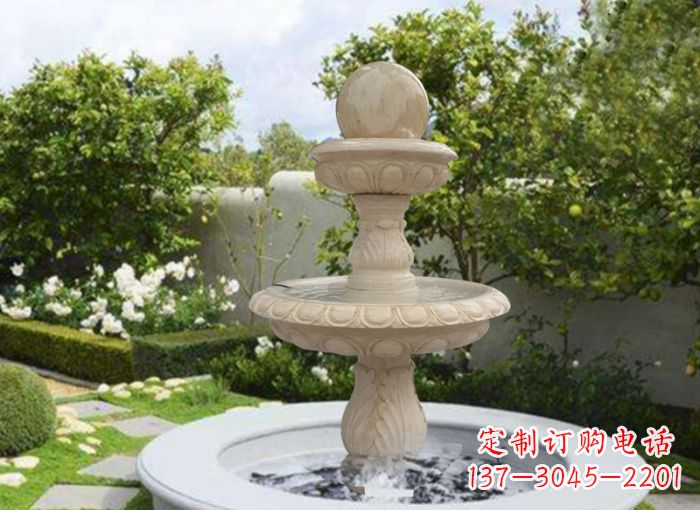 益阳双层风水球喷泉别墅石雕