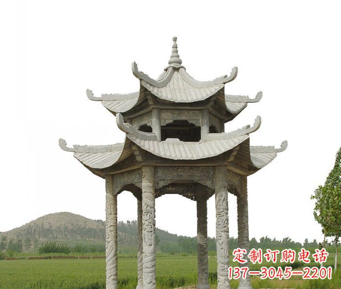 益阳双层仿古石雕凉亭