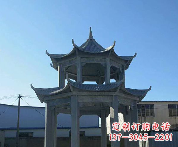 益阳双层仿古石凉亭石雕_1