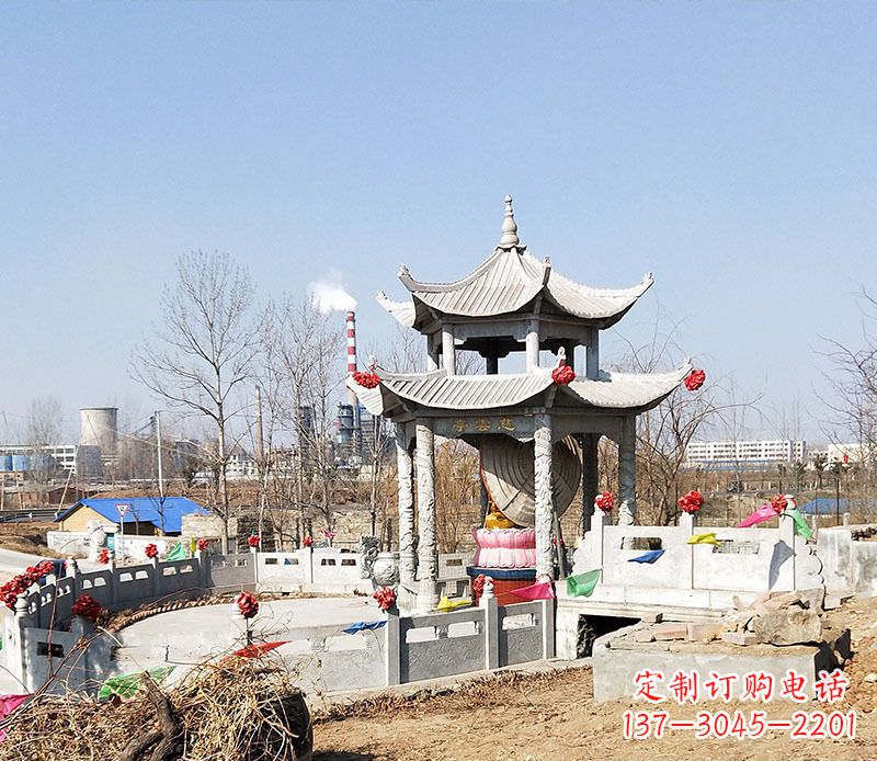 益阳双层石凉亭石雕 (2)