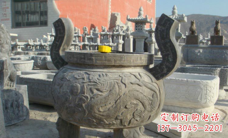 益阳双龙戏珠浮雕香炉铜雕
