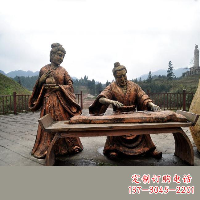 益阳司马相如与卓文君铜雕塑像-城市广场历史名人情景雕塑
