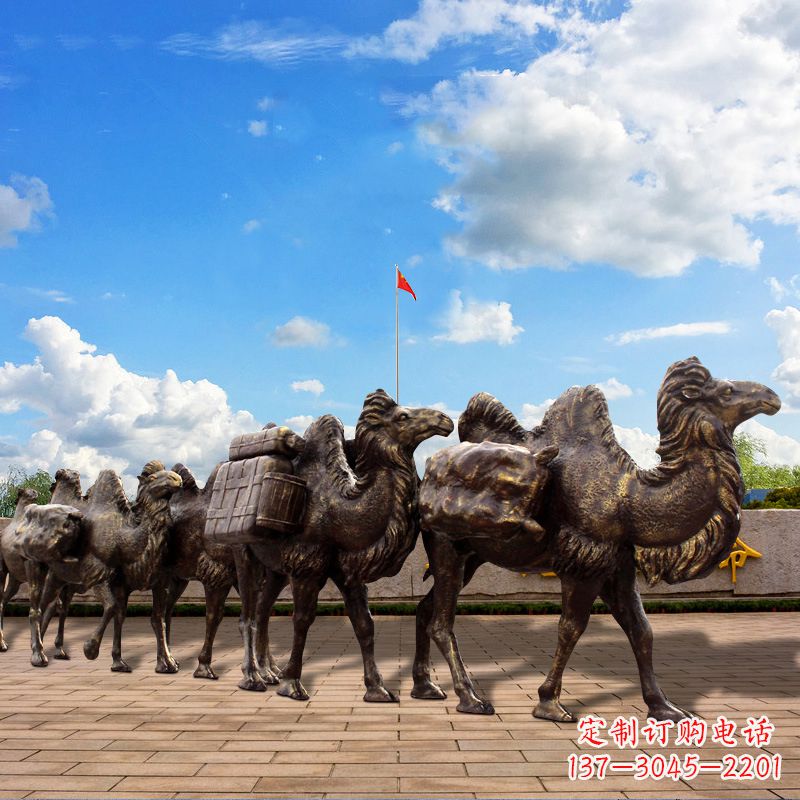 益阳丝绸之路骆驼队仿铜景观雕塑