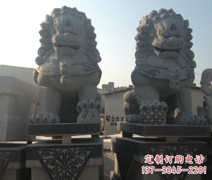 益阳寺庙景观仿古石狮子 (2)