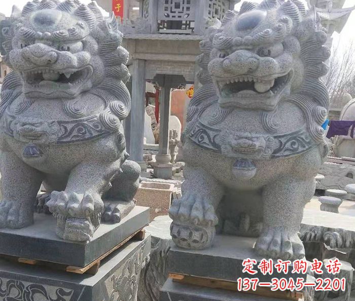 益阳寺庙景观仿古石狮子 (3)