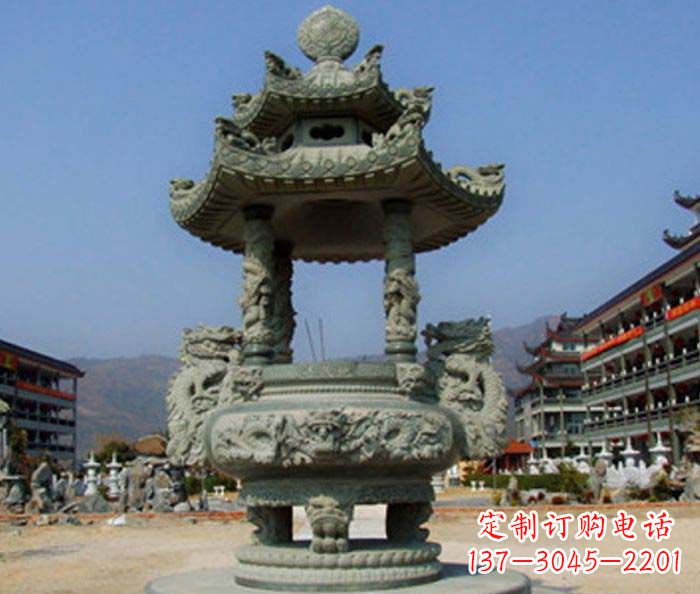 益阳寺庙景观仿古石香炉