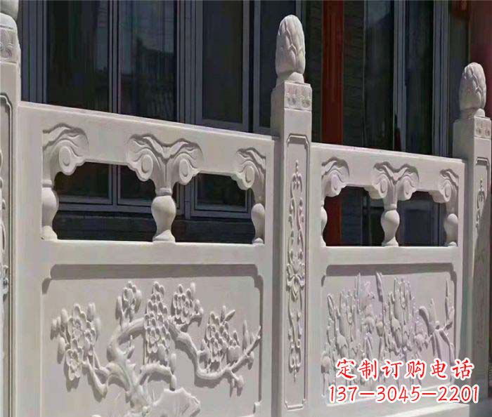 益阳寺庙景观汉白玉石浮雕栏板 (2)