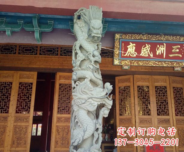 益阳寺庙景观龙柱石雕 (2)