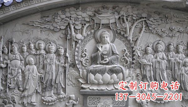 益阳寺庙墙壁石浮雕佛像
