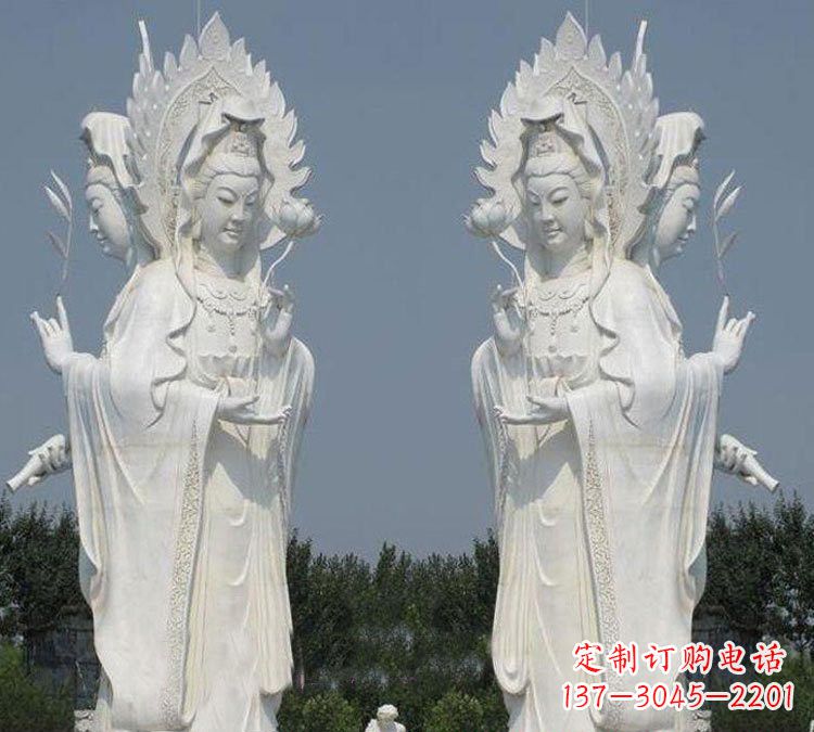 益阳寺庙三面观音菩萨雕塑