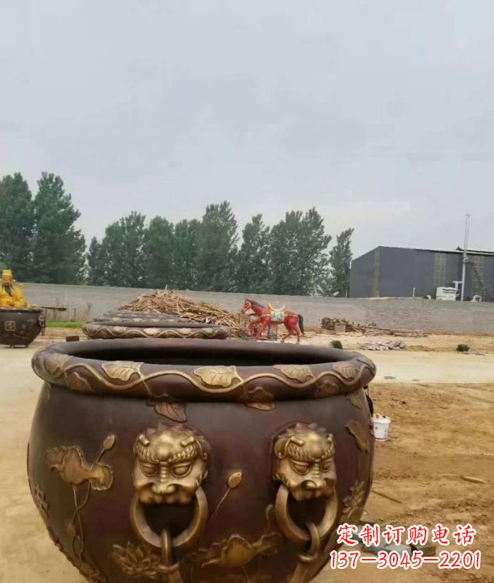 益阳寺庙水缸铜雕 (4)