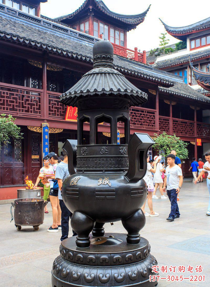 益阳寺庙铜香炉铜雕 (2)