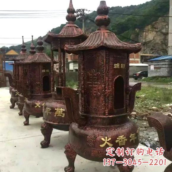 益阳寺庙铜香炉雕塑