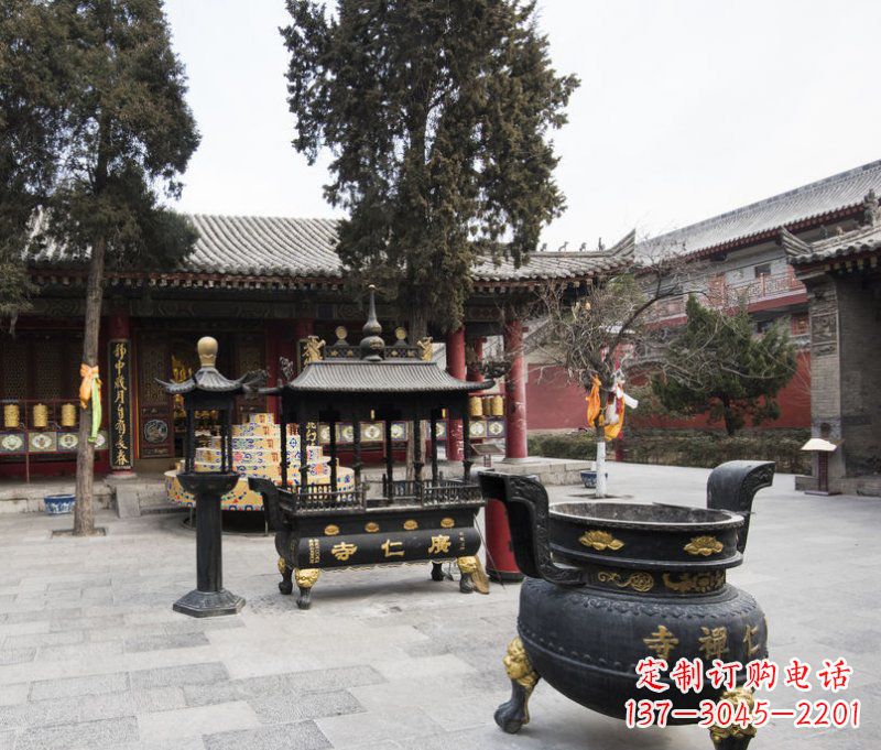 益阳寺庙铜香炉铜雕