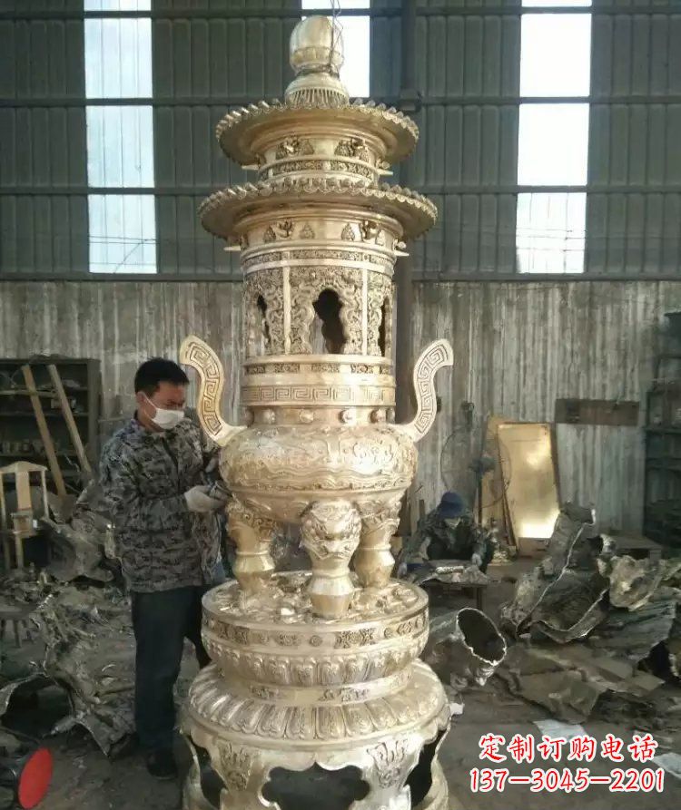 益阳寺庙香炉铜雕 (5)