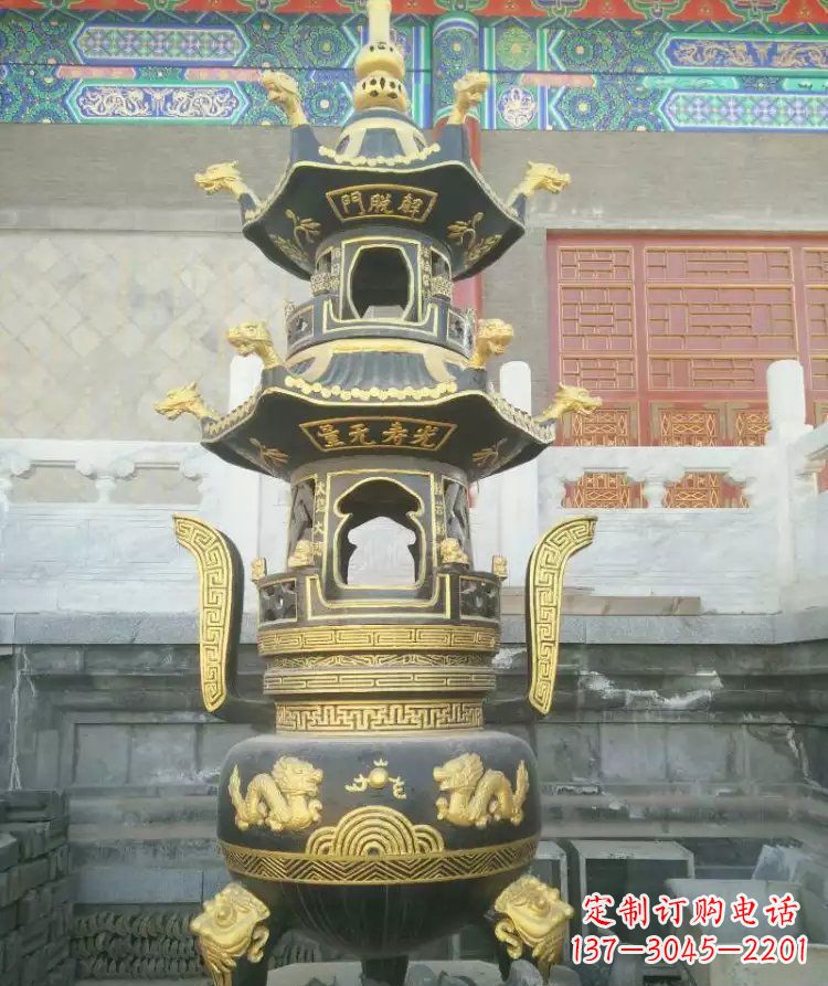 益阳寺庙香炉铜雕_1