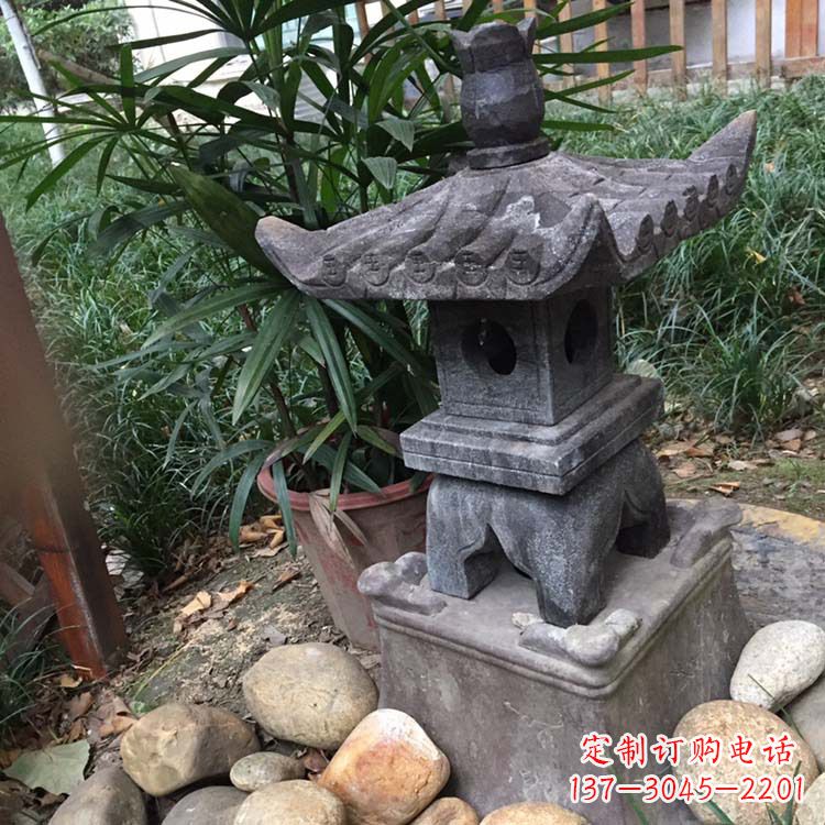 益阳寺庙园林青石做旧仿古石灯