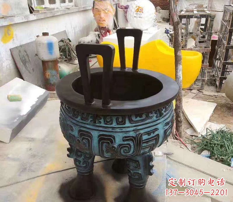 益阳寺庙圆型铜雕香炉