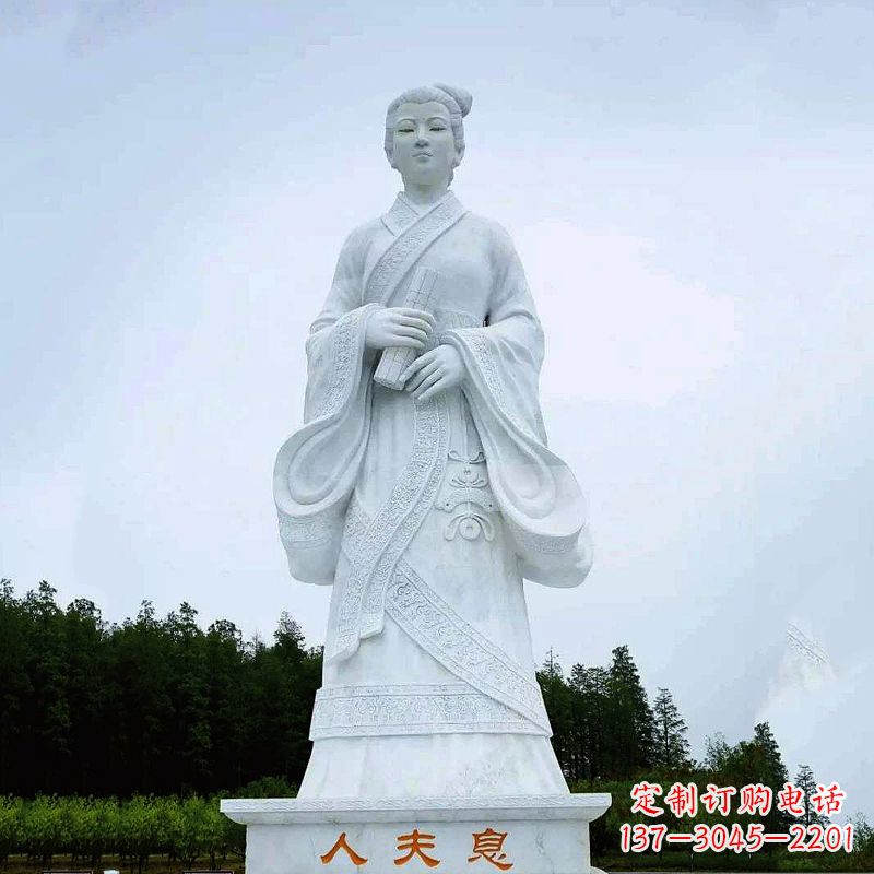 益阳桃花夫人息妫汉白玉雕塑-景区园林历史名人古代著名美女雕像