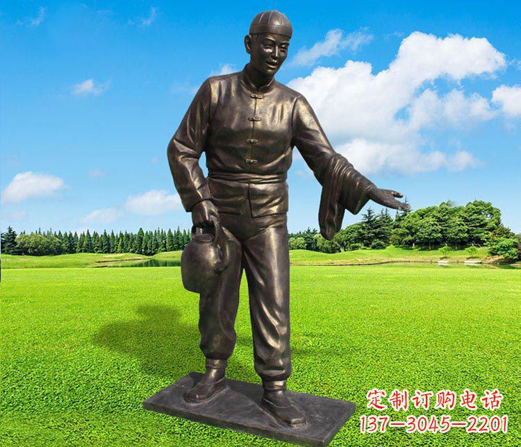 益阳提茶壶的店小二铜雕