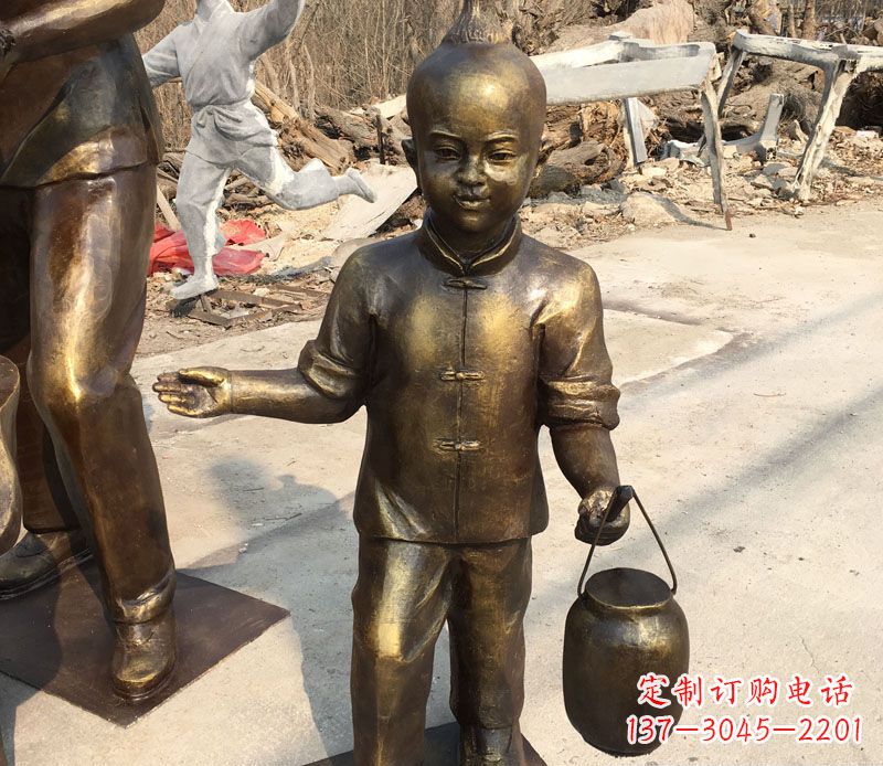 益阳提灯笼的小男孩铜雕