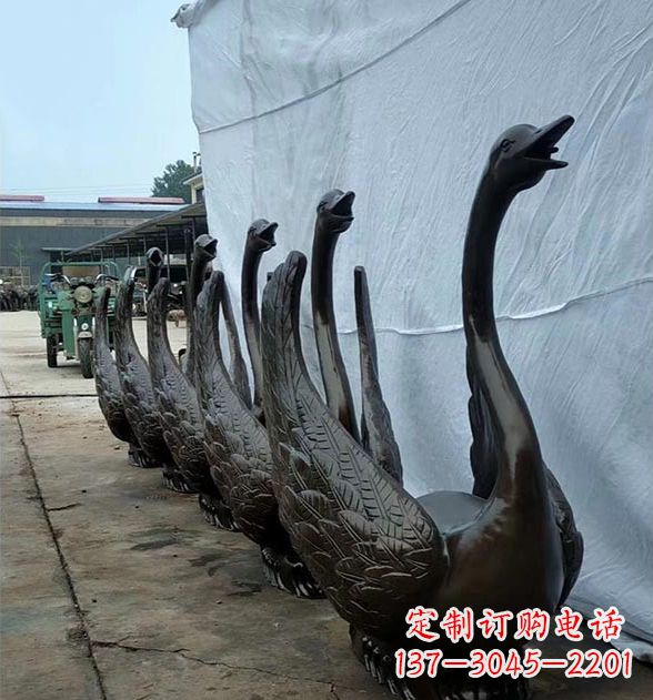 益阳天鹅喷泉铜雕,园林喷泉水景流水组件