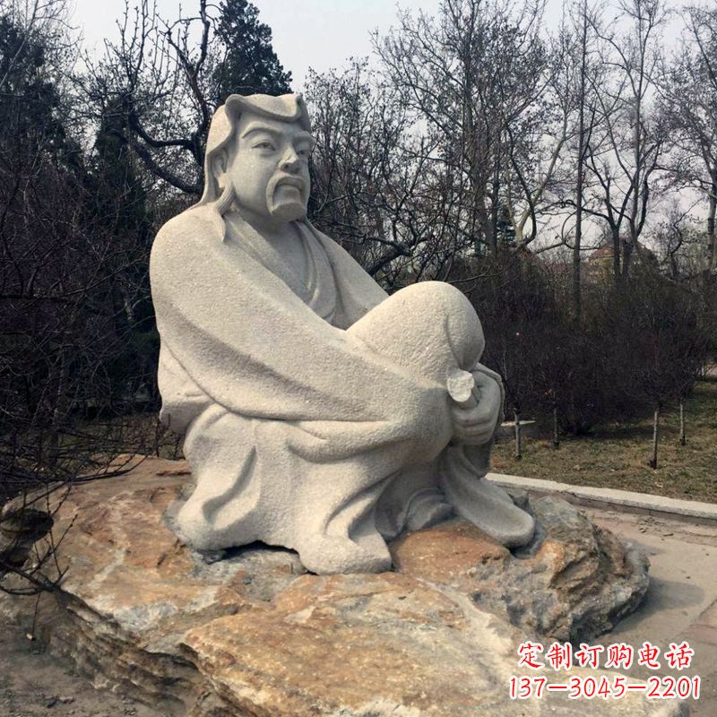 益阳田园诗派鼻祖陶渊明公园园林石雕坐像