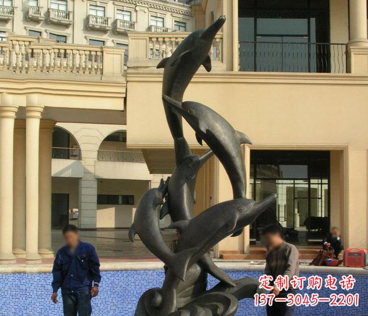 益阳跳跃海豚景观铜雕
