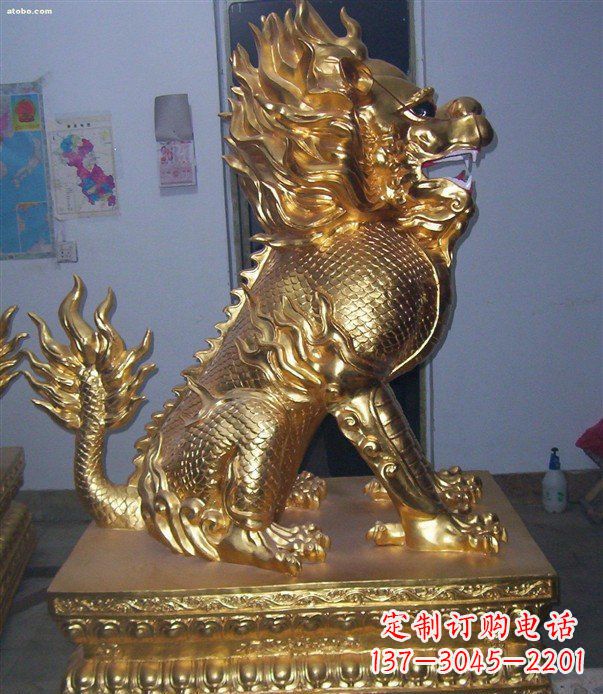 益阳贴金麒麟招财神兽铜雕