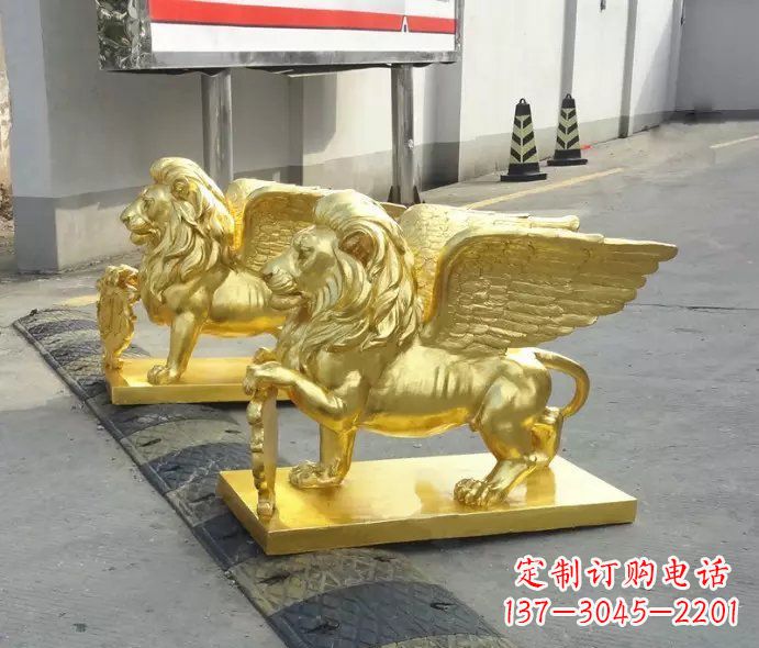 益阳贴金圣马可飞狮铜雕