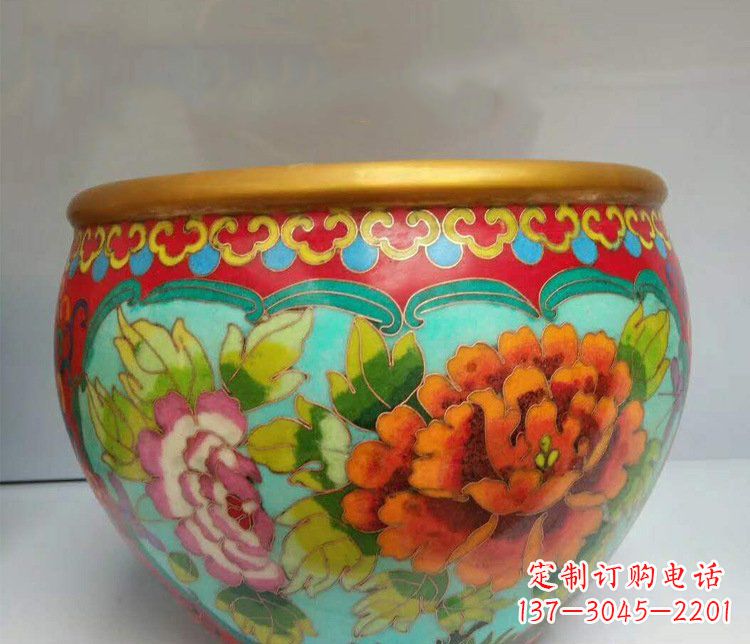 益阳铜雕彩绘庭院装饰景观水缸雕塑