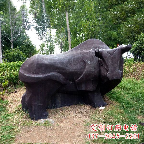 益阳铜雕抽象牛-公园草坪水牛雕塑