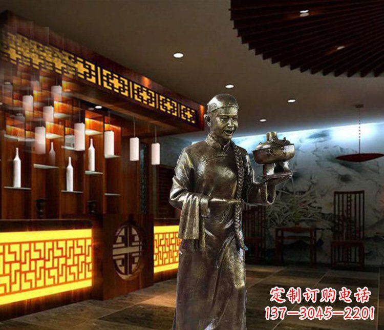 益阳铜雕店小二小品人物雕塑